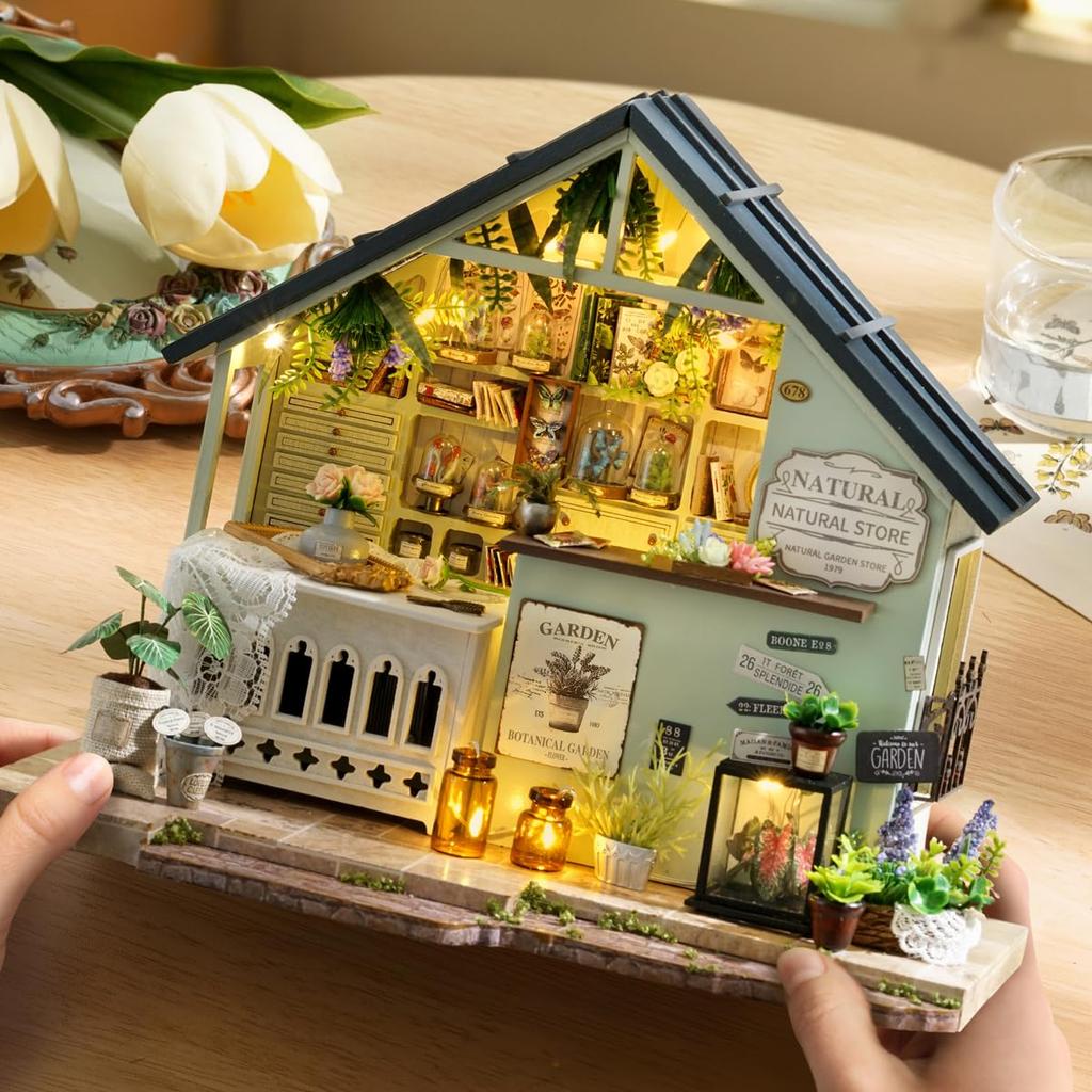 CRESYMME Dollhouse Miniature Kit, Wooden 3D Puzzle, DIY Handmade for Adults (Botanical Workshop)