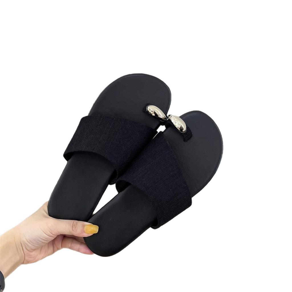 Набор тапочек для пальцев, верхняя одежда, лето, новинка, корейская версия, лен, стиль отпуска, ретро сандалии, мягкие плоские пляжные сандалии