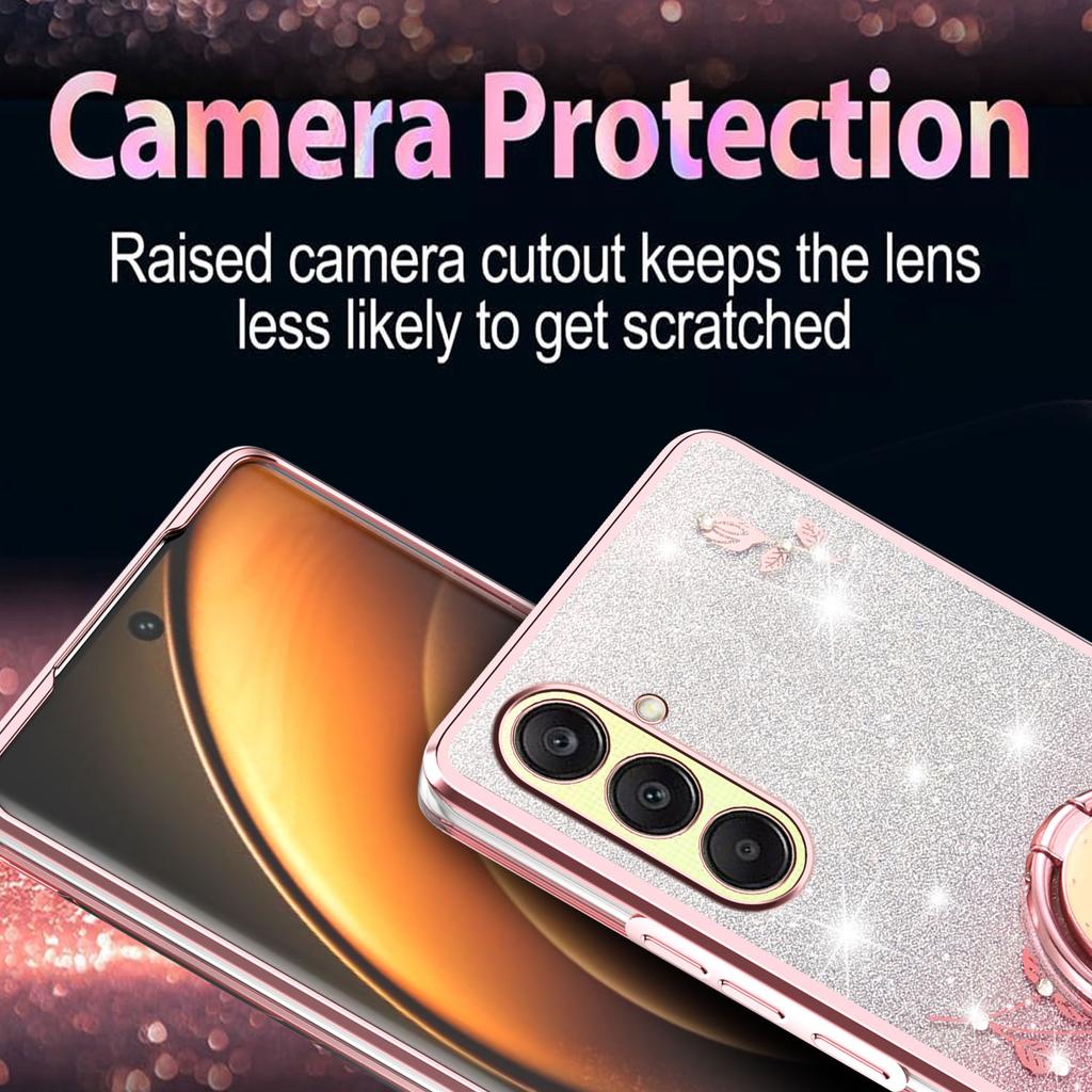 KADEM Чехол для Samsung Galaxy A26 5G с кольцом-подставкой, ТПУ, с цветами, чехол для телефона с градиентным блеском