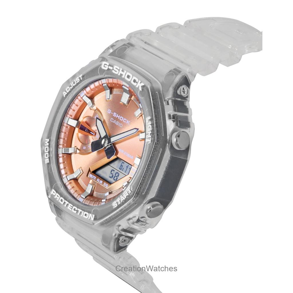 Casio G-Shock Аналогово-цифровые часы с полимерным ремешком, бронзовым циферблатом, кварцевые GA-2100BM-7A5 200 м, унисекс