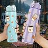1PC Coffee Cup Cookie Bread Food Print 750ml Color Plastic Sports Water Bottle Leakproof Flip Straw Lid Suitable for Sports Office Home Use