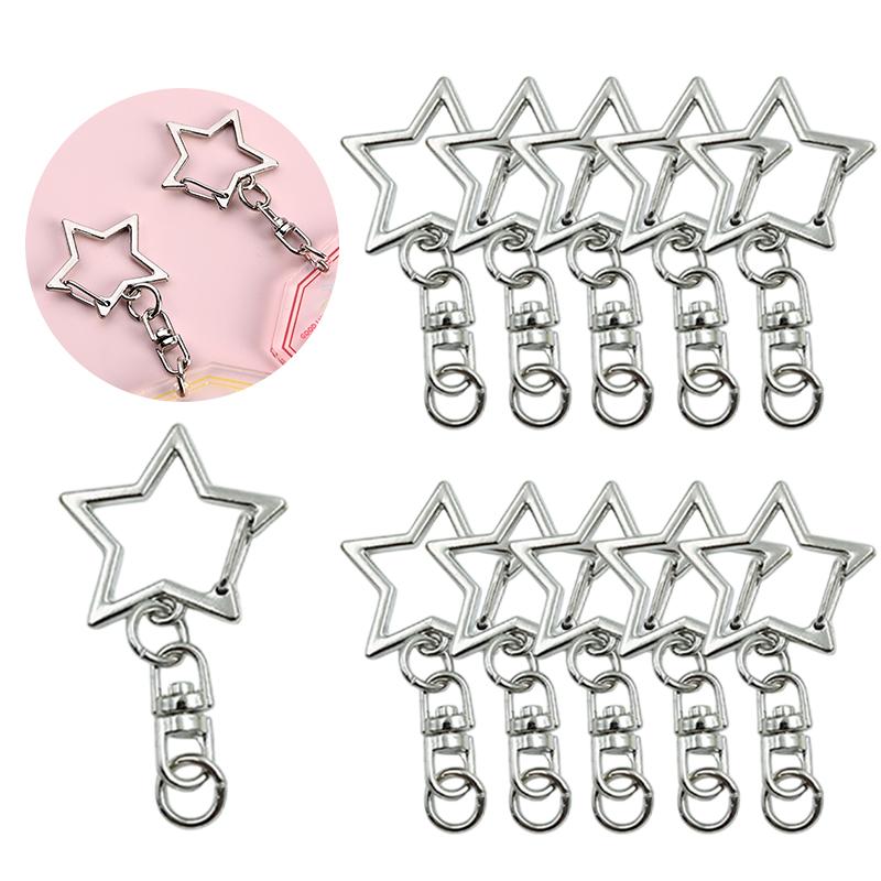 20 шт. Карабин-клип для ключей в форме звезды с пружинным зажимом и цепочкой, подвесная пряжка, открытое соединительное кольцо и металлический поворотный карабин для изготовления ювелирных изделий своими руками