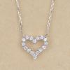 Hollow Out Full Diamond Heart-shaped Necklace Simple Alloy Diamond Inlaid Heart-shaped Pendant Women Elegant Jewelry Necklace
