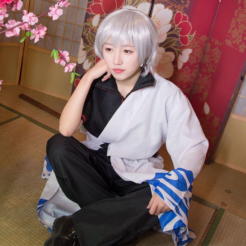 Вневременно стильный Gintama Sakata Gintoki Аниме Костюм для косплея Серебряная душа на Хэллоуин Полный комплект для всех случаев