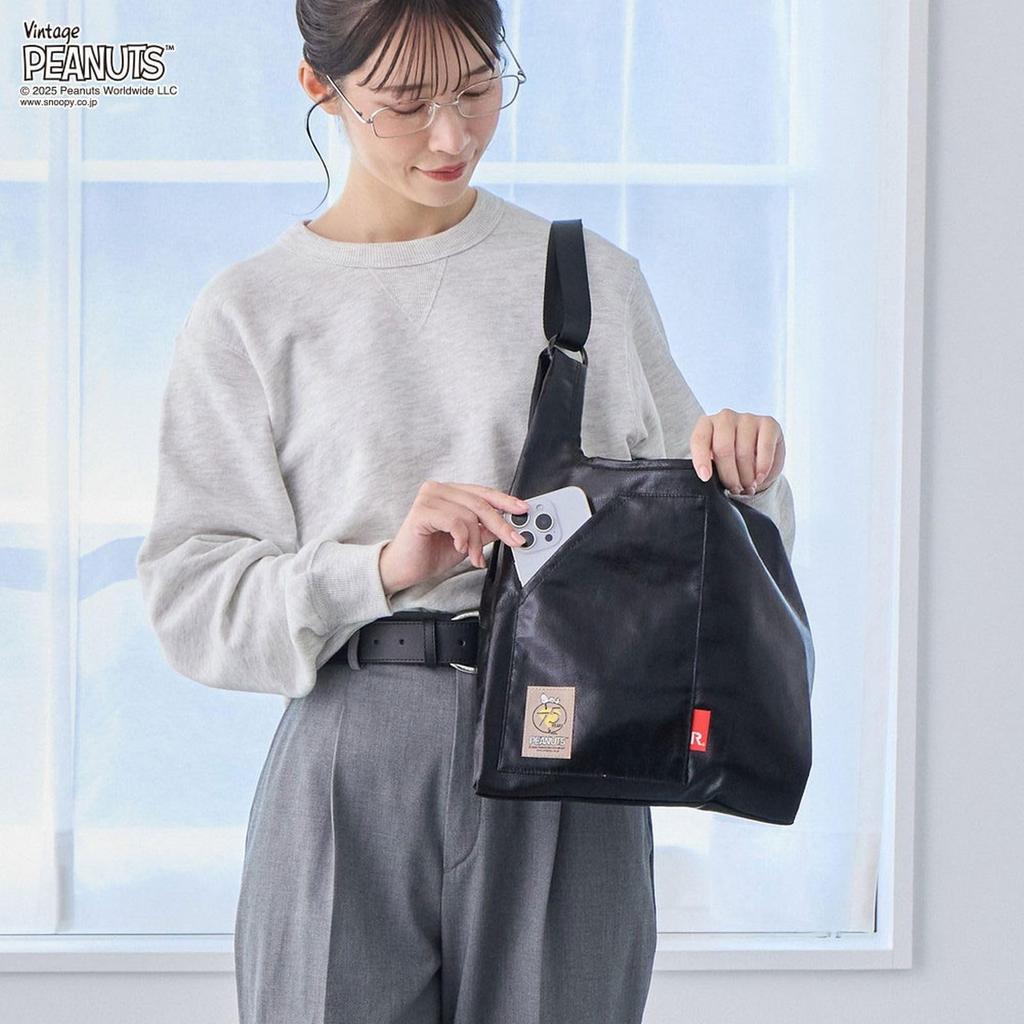 Сумка через плечо Rootote Snoopy с вышивкой, 2-в-1 IP Roo Shopper, Металлическая, Peanuts-0Q 8447 (02 Серебро)