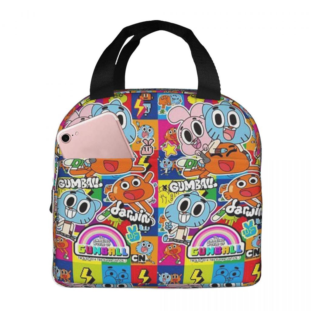 The Amazing World Of Gumball Insulated Lunch Bag for Women Children Portable Food Boxes Thermal Lunch Box Tote