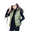 Women's Autumn and Winter Short Cotton Vest Solid Color Warm Hooded Jacket