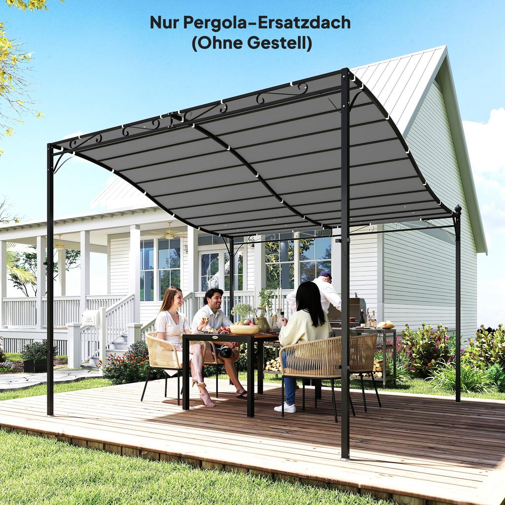 Replacement Roof for Pergola Sun Sail for Patio Roofing Replacement Roof Tarp for 3 x 3 m Gazebo 298x293 cm Dark Grey