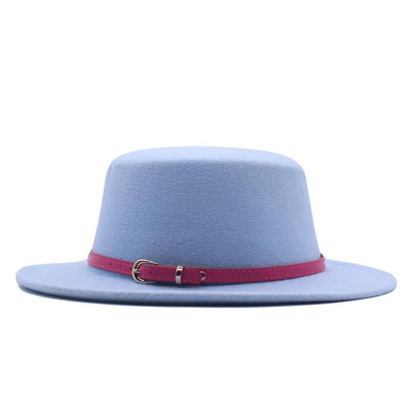 Autumn and winter new British men's top hat, flat-top woolen hat, European and American jazz hat, big-brimmed women's hat