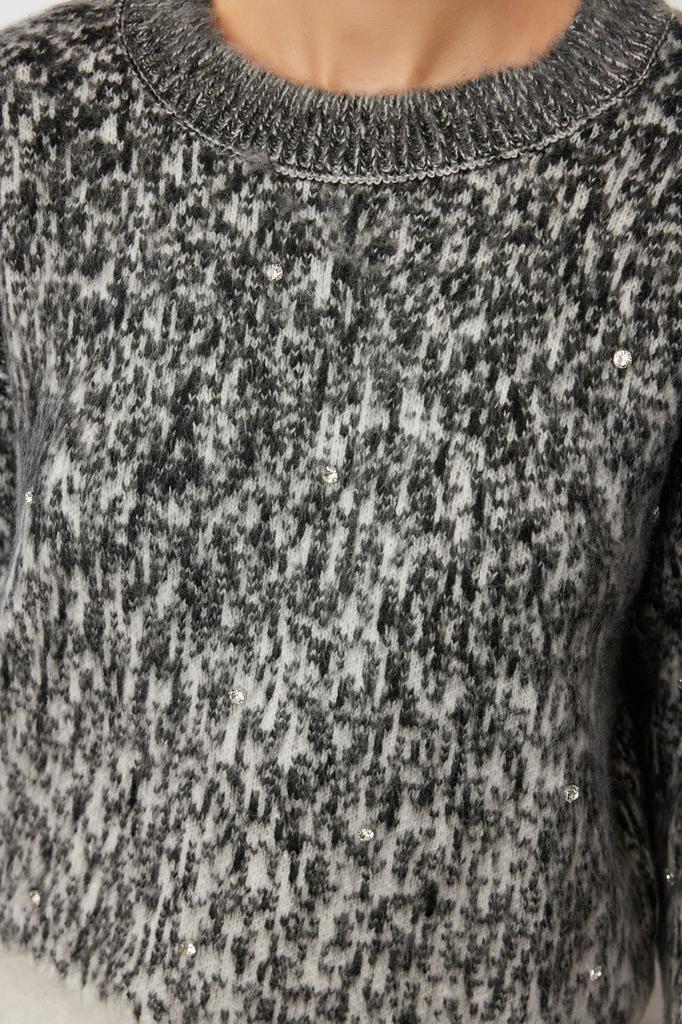 Женский свитер в элегантном стиле, красный вязаный свитер с мягкой текстурой и рисунком