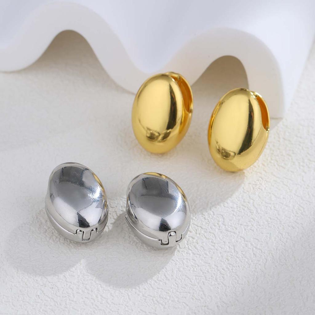 French Retro Gold Eggshell Earrings Are Cold, Simple And Fashionable, High-End Water Droplets, Exquisite Oval Earrings.
