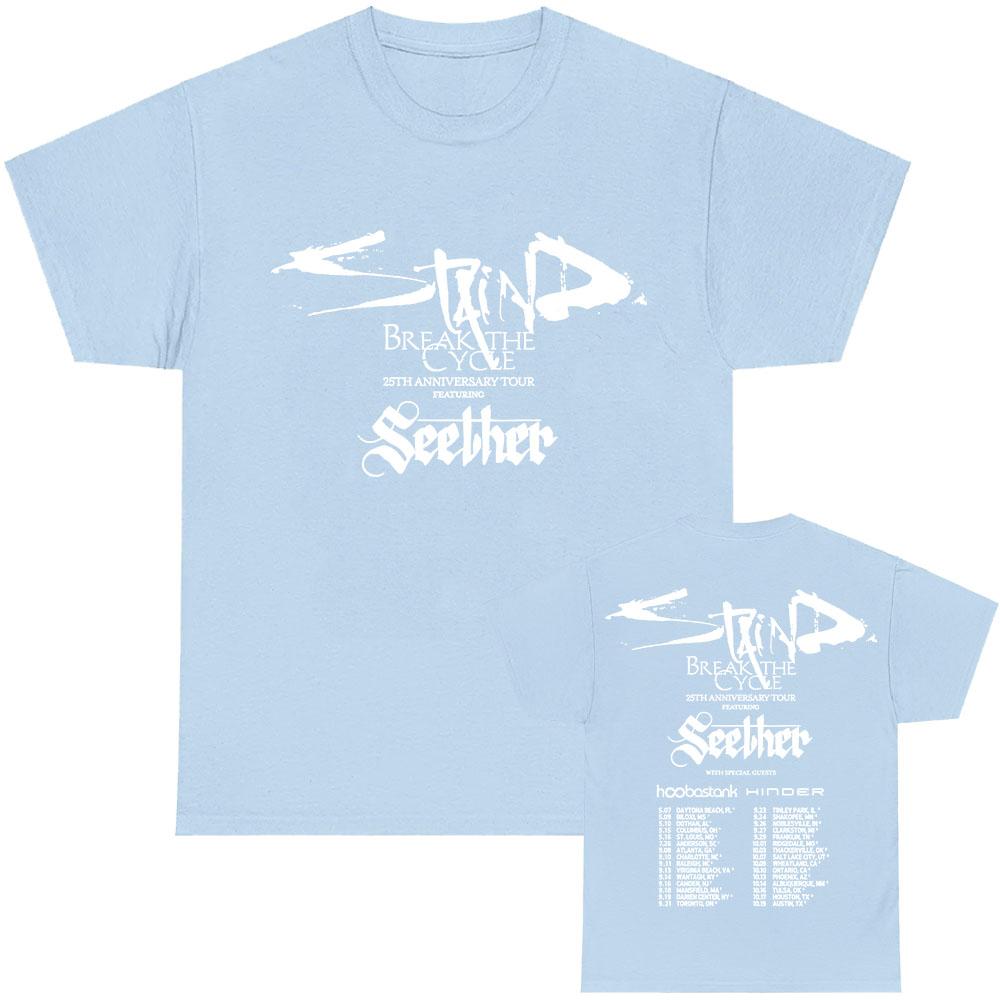 Staind Тур в честь 25-летия Break The Cycle 2026 Футболка Группа Seether Тяжелый Унисекс Модная Футболка Унисекс Уличная Одежда Футболка с Принтом