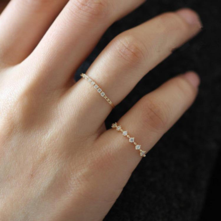 Кольцо из стерлингового серебра S925 с покрытием 14K золотом, кубический цирконий, в японском стиле - Элегантное, универсальное и тонкое