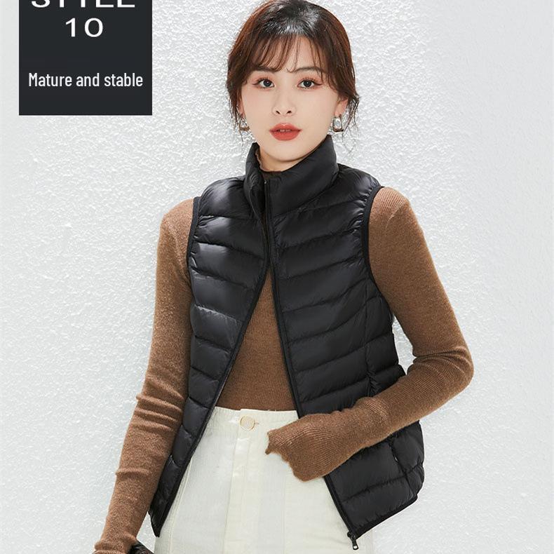 Женский легкий жилет Youjia с 90% пуха белой утки - Без рукавов, теплый и стильный для осени и зимы