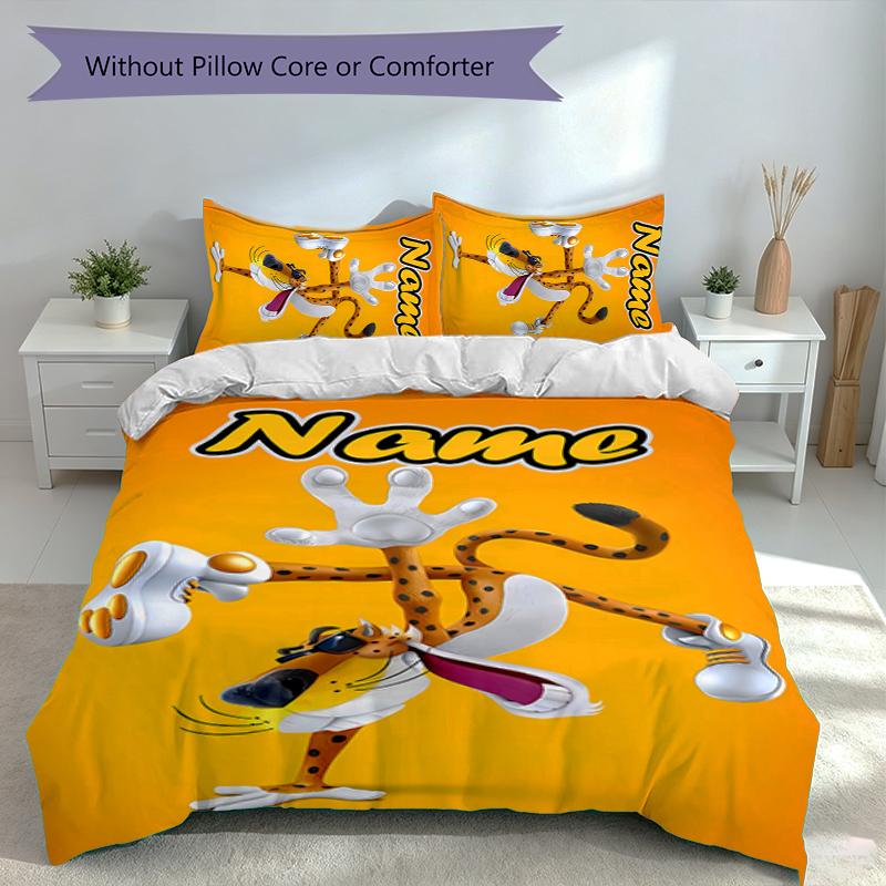 3pcs Custom Name Cheetos Pipoca Set,Includes 1 Duvet Cover and 2 Pillowcases,All-season Bedroom Decor