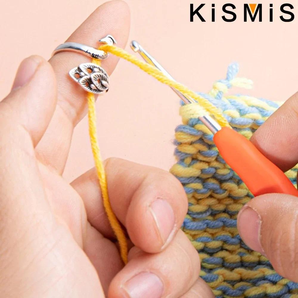 Регулируемое кольцо для вязания, наперсток на палец, направляющая для пряжи для вязания крючком, 3 стиля, Аксессуары для рукоделия и изготовления украшений