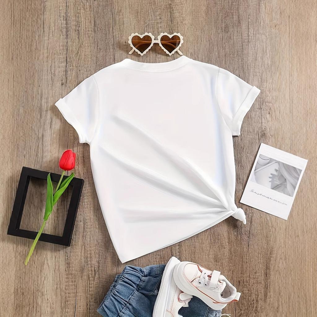 Футболка с круглым вырезом и коротким рукавом с принтом милого щенка для девочек, детская повседневная футболка