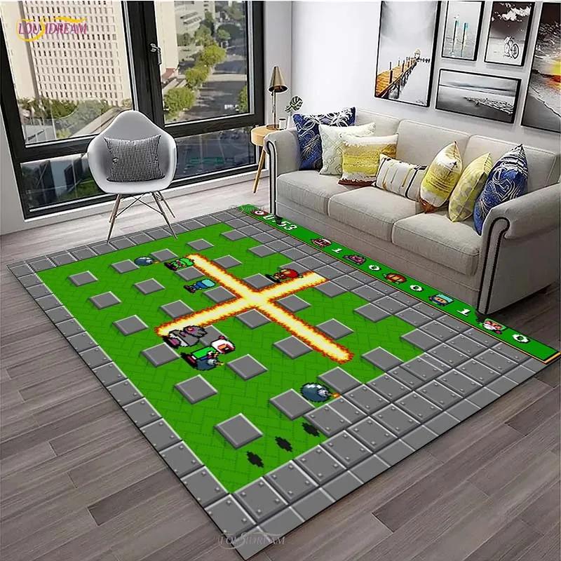 Ретро Ковер для игры Bomberman для гостиной, коврик для спальни, коврик для кухни с нескользящим покрытием, ковер, подарок на день рождения, коврик-постер