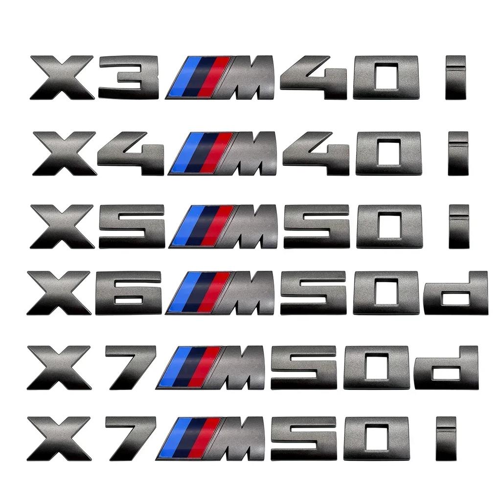 Серый значок для BMW X3M X4M X5M X6M X7 M Power Значки Шильдик Логотип 40i 40d 50i 50d 60d 60i ABS Задний логотип Автоаксессуары