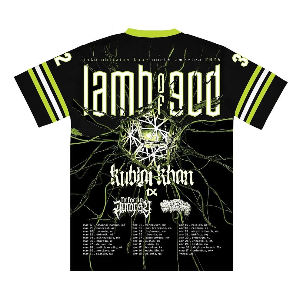 LAMB OF GOD Into Oblivion Tour 2026 Jersey Short V-neck Loose Unisex T-shirt Heavy Mental Rock Band Tshirts 3D Print Tees Couple outfits funny shirts