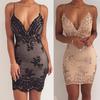 Sexy Women Sequin Lace Camisole Backless Party Flapper Cocktail Prom Dress