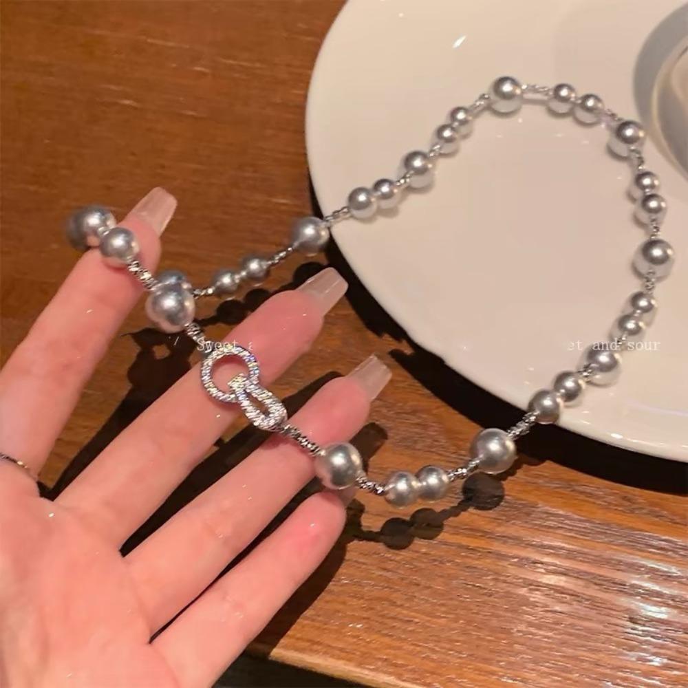 Французское ретро серое жемчужное ожерелье нишевый дизайн темпераментный милый крутой личность темперамент изысканное универсальное ожерелье