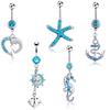 Ocean-Inspired Navel Rings: Dolphin, Shark & Anchor Belly Button Piercings
