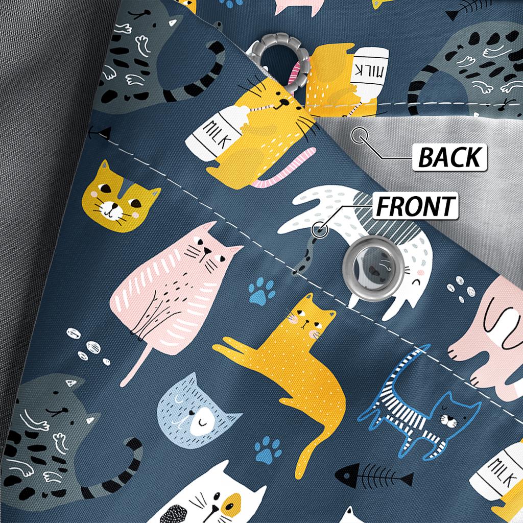 1 шт. Водонепроницаемая шторка для душа с мультяшным принтом кота, Подвесная шторка-перегородка для душа с 12 крючками для легкой установки