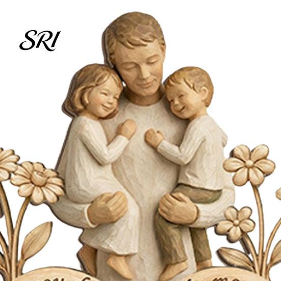 Moon Love Decoration Wooden Ornament with Stable Base, Father Day Ornament, Decorative Family Resin Sculpture Decor for Desktop Bookshelf Piece