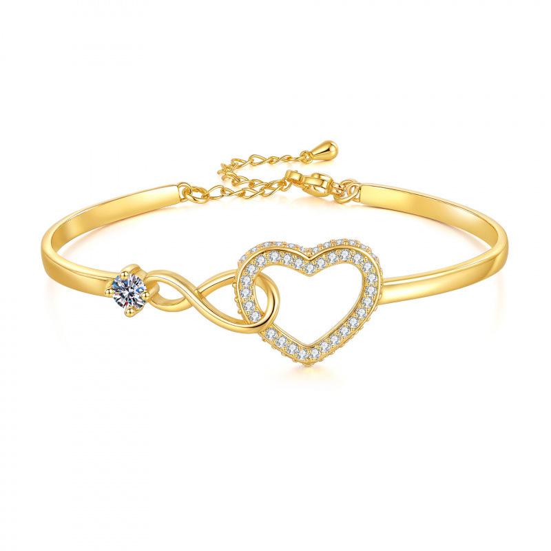 Popular Infinity Symbol Hollow Heart Bracelet for Women, Micro-Inlaid with Zircon, Exquisite Light Luxury Niche Design Jewelry