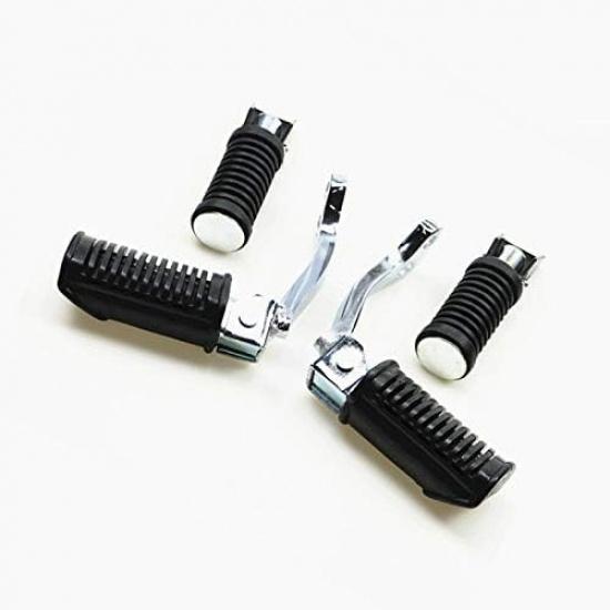 Black Front + Rear Footrest Footpeg Foot Peg For Suzuki GN125 GN-125 Cafe Racer Bobber Custom