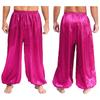 Мужские штаны для танца живота S-XXL Свободные атласные шаровары Эластичный пояс для сценического выступления тематической вечеринки
