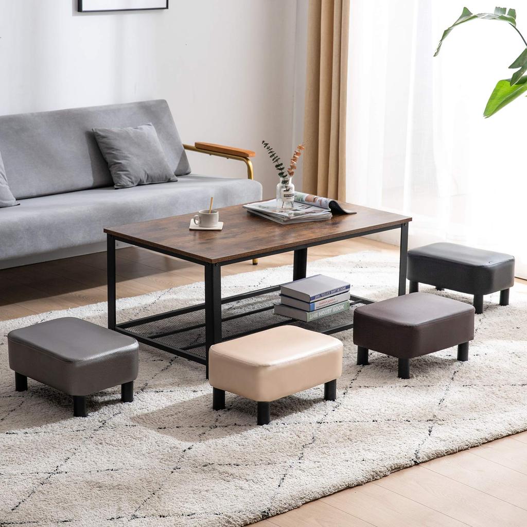 IBUYKE Маленький Подходит для Гостиной и Веса 80 кг Пуфик, Стул с Высокой Упругостью, Комнаты, Прихожие, Спальни, Вместимость, Нескользящий, Квадратный, Коричневый,