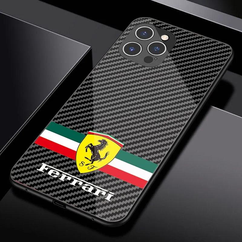 Спортивный чехол из закаленного стекла для телефона Ferrari 458 488 599 612 FF F12 Для iPhone 11 12 13 14 15 16 17Pro X XR XS Max Mini 7 8 Plus