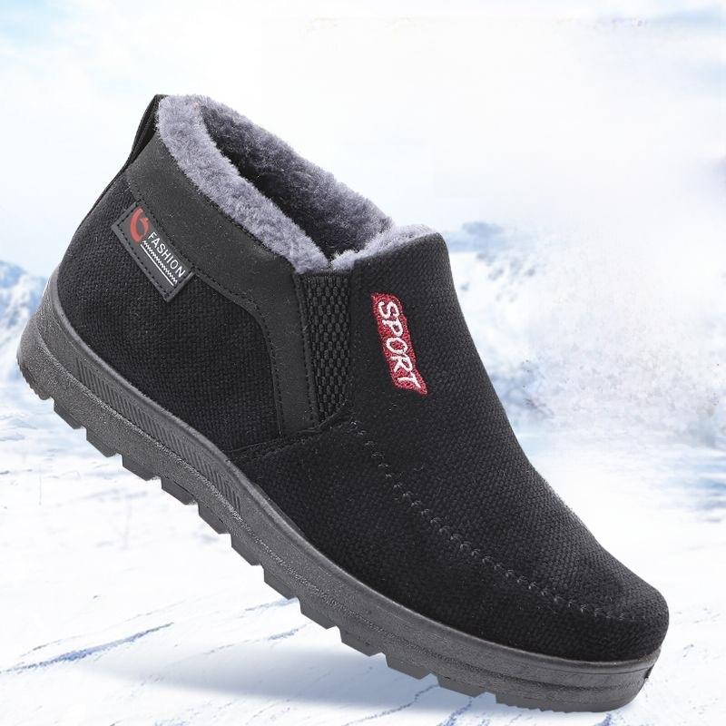 Мужские спортивные хлопковые зимние ботинки с флисовой подкладкой, высоким верхом, толстой подошвой, для альпинизма, повседневные, теплые