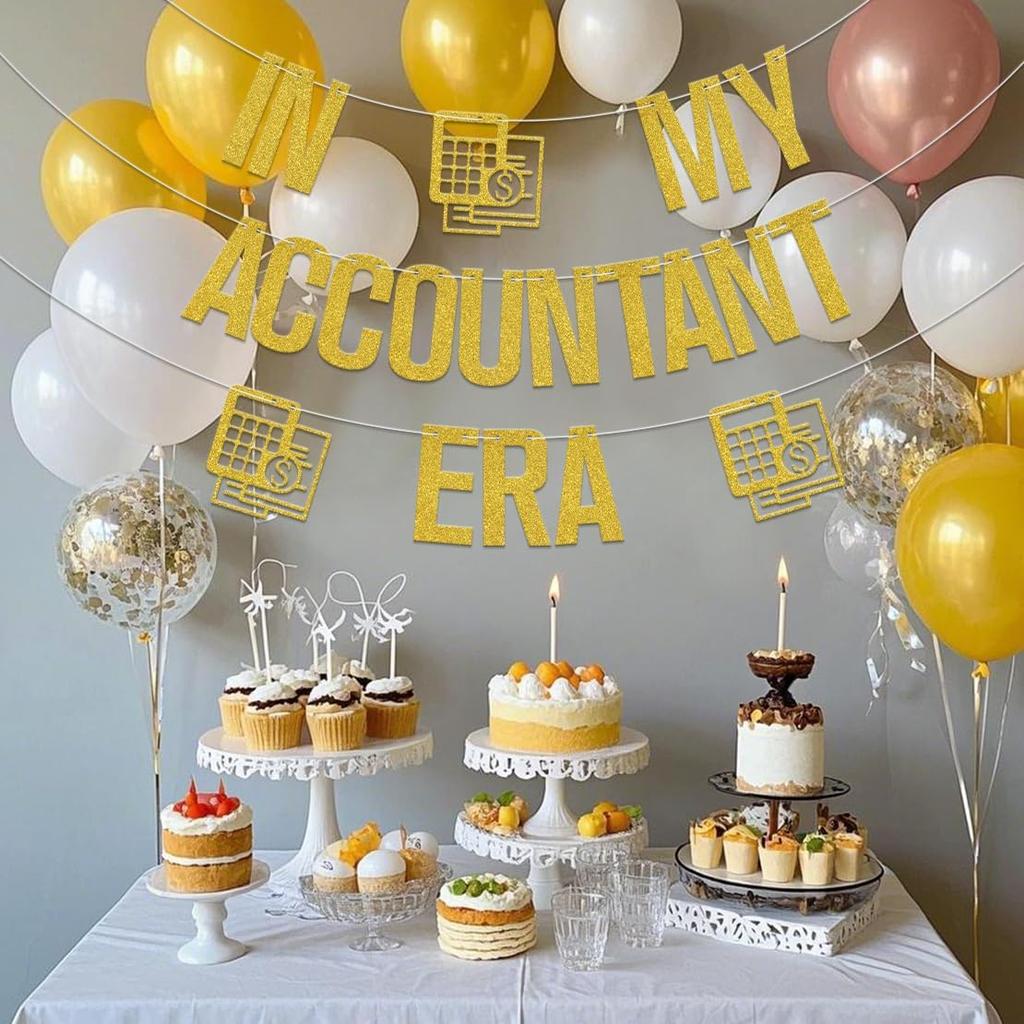 In My Accountant Era Banner,2025 International Accounting Day Party Decoration,Class of 2025 Congrat Accounting Graduation Party Supplies Gold