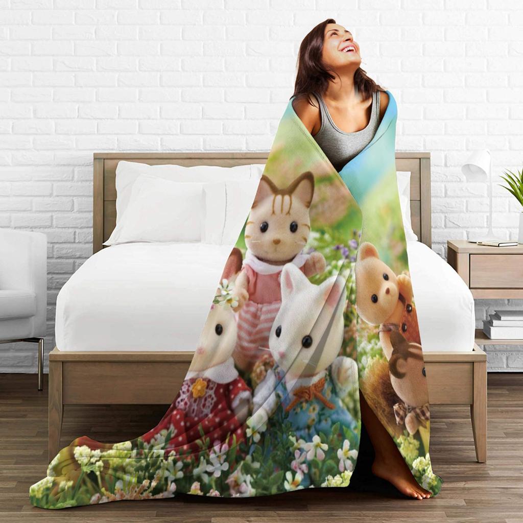 Супер Мягкое Пледовое Одеяло Sylvanian Families Премиальный Фланелевый Флис Легкое Постельное Одеяло Уютное Теплое Одеяло Всесезонное Использование