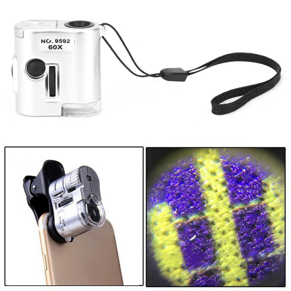 60X Microscope Loupe Magnifying Glass LED Counterfeit Detector Magnifier