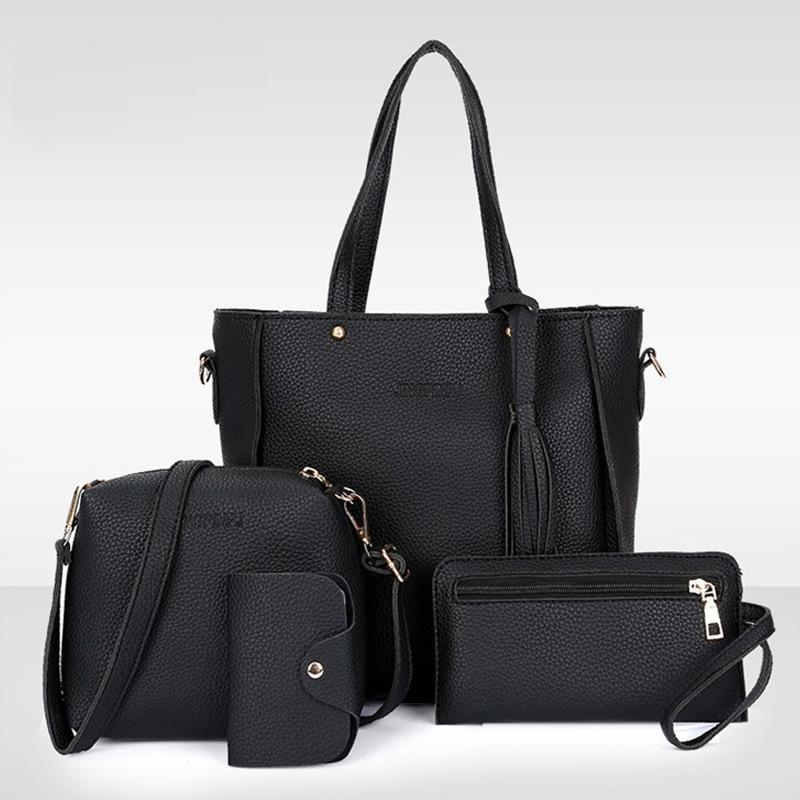 Новая сумка для мамы и ребенка с узором личи, набор из четырех предметов, сумка-ведро, сумка на плечо с бахромой, женская сумка, большая сумка, сумка-мессенджер