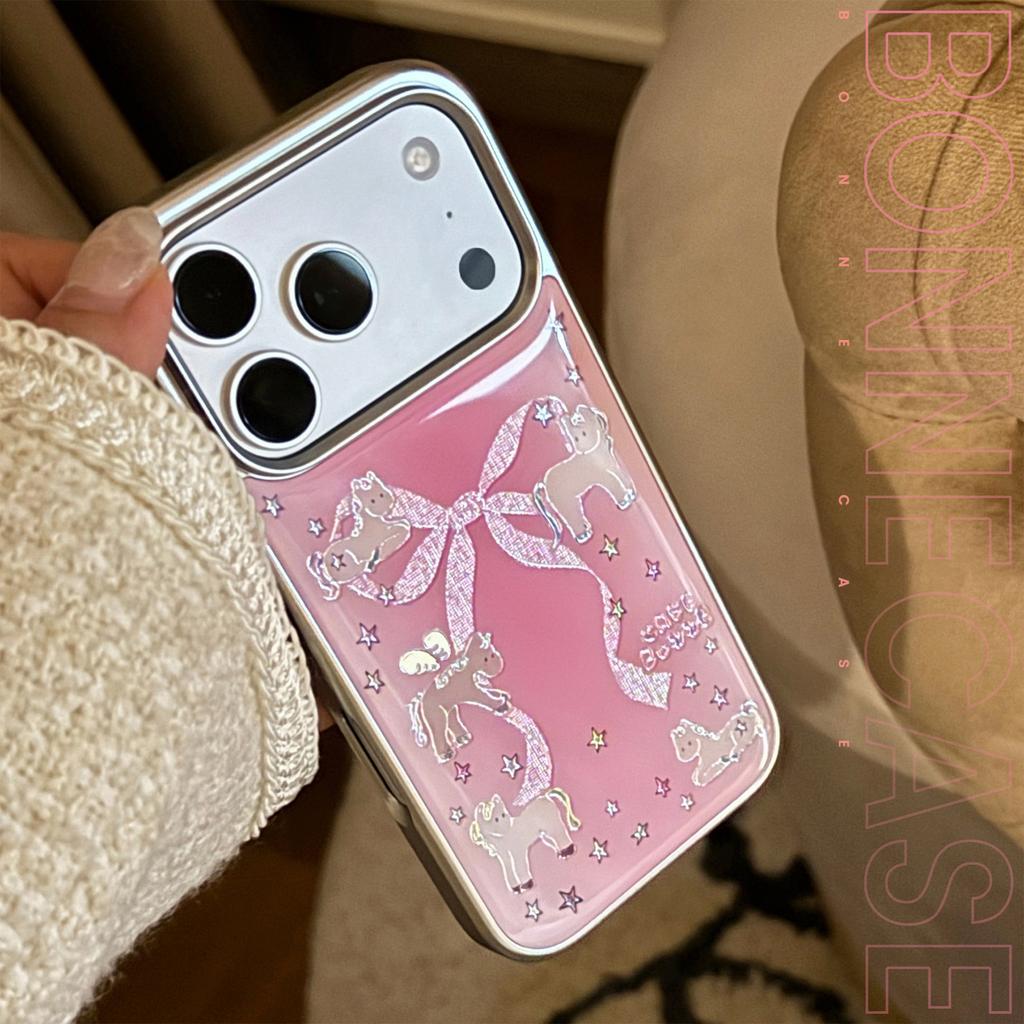 Позолоченный 17 Чехол для мобильного телефона Iphone17promax Apple 16 Подходит для 14 Розовый Бант Пони Высококачественный Чехол для мобильного телефона