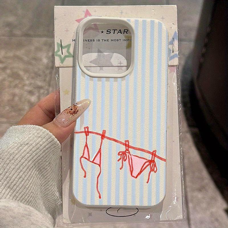 Силиконовый чехол для телефона для iPhone 17 17Air 16 15 14 Plus 13 12 11 Pro Max Роскошный свежий полосатый дизайн Узор личи Мягкая крышка