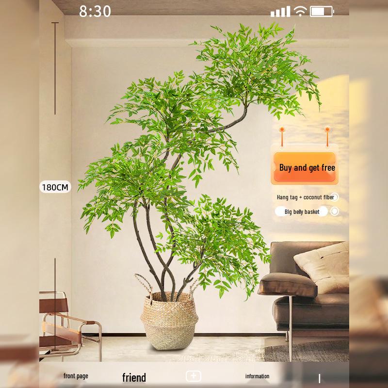 Нандина Роскошное Искусственное Дерево - Напольное Украшение для Помещений и Бионическое Зеленое Растение в Горшке