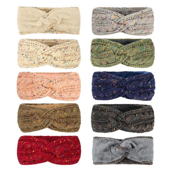 Повязка на голову Мягкая шерстяная вязаная повязка на голову с разноцветными точками Бархатная подкладка Теплая Дышащая Эластичная резинка для волос Аксессуары для волос