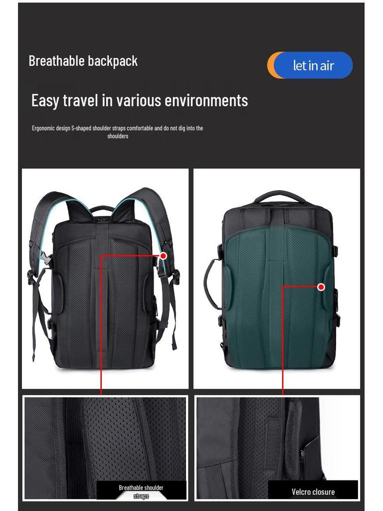 Multifunctional Travel Laptop Backpack, Expandable Vacuum Compressible Carry-On, Single Shoulder Bag for Men and Women