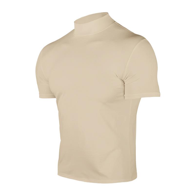 Men's Half Turtleneck Slim Fit Solid Casual T-Shirt.