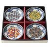 Marusan Kondo Small Set of Komon Gift 07583 Plates, 4, Microwave-Safe, Indigo-Dyed Pattern, Set,