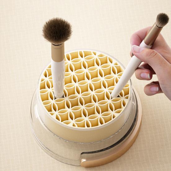 2-in-1 Silicone Makeup Brush Cleaner Bowl Cosmetic Brush Cleaner with Drying Holder for Storage Stand