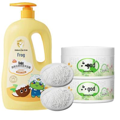 Детский шампунь и гель для душа 2-в-1 Frog Prince с присыпкой против потницы