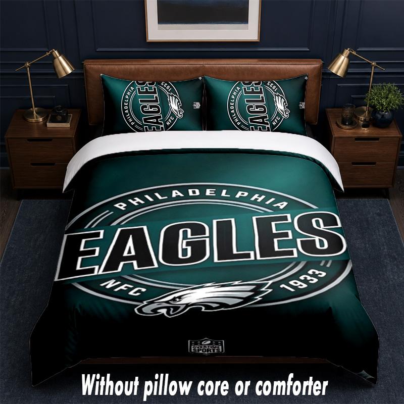 Дизайн Philadelphia Eagles Комплект постельного белья 1 пододеяльник + 2 наволочки Мягкое дышащее домашнее постельное белье