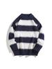 2025 Men's Japanese Casual Striped Knit Pullover - Autumn/Winter Loose Fit, Long Sleeve, Round Neck.